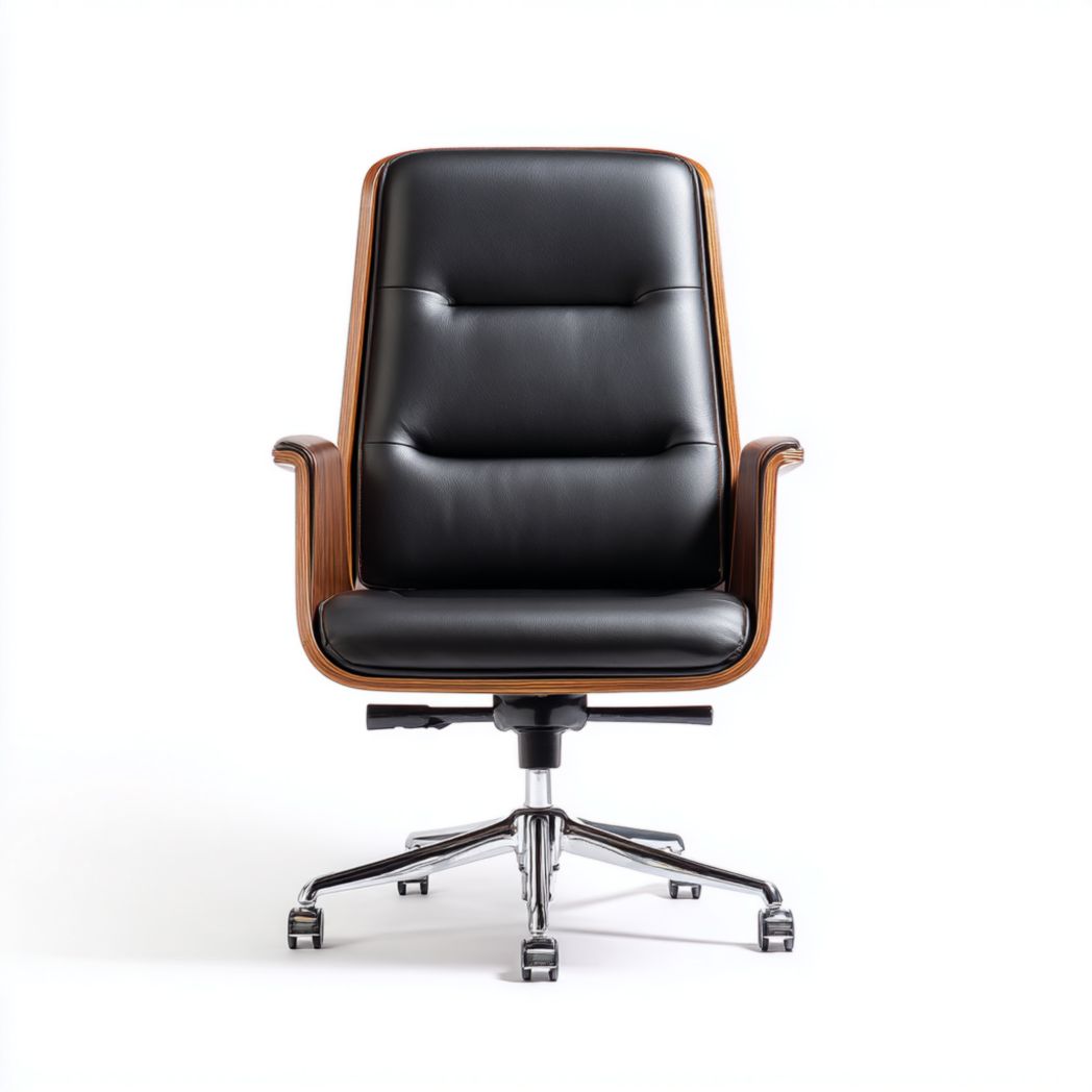 Chaise de bureau ergonomique en tissu gris avec accoudoirs en bois et dossier ajustable 60 x 60 x 120cm