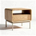 Table de chevet en bois de chêne avec tiroir et espace de rangement 60 x 50 x 45cm
