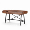 Bureau en bois de noyer avec deux tiroirs et pieds en métal noir 120 x 60 x 75cm