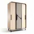 Armoire en bois avec portes en tissu gris 100 x 60 x 180cm